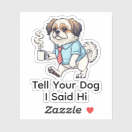 Grappige Japanse Chin Hond Zakelijke Pak Koffie Sticker