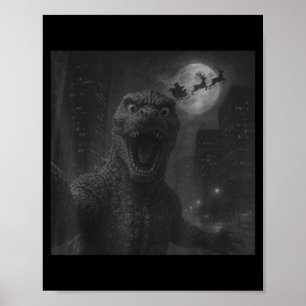 Grappige Japanse Kaiju Selfie Sinterklaas Kerstman Poster