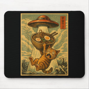 Grappige Japanse Kat Ramen Ufo Anime Mannen Vrouwe Muismat