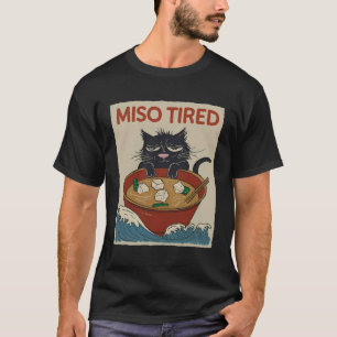 Grappige Japanse Kat Vintage Humor Miso Ramen Soep T-shirt