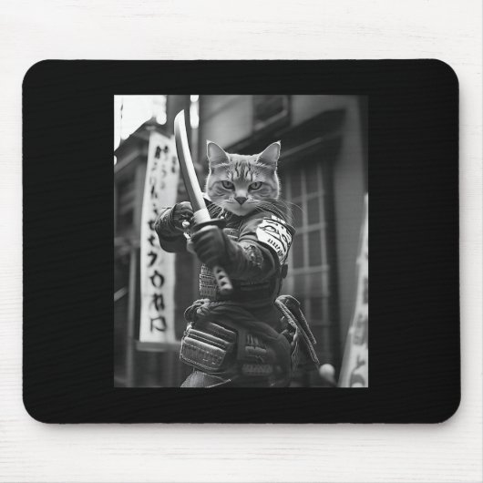 Grappige Japanse Samurai Cat Meme Martial Arts Dad Muismat (Voorkant)