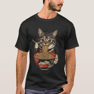 Grappige Japanse stijl kunst kat die Ramen noedels T-shirt