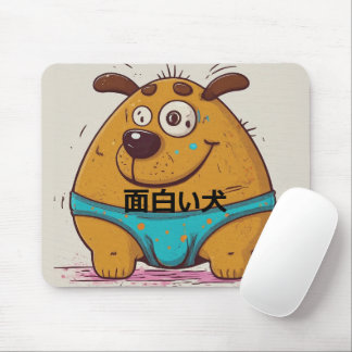 Grappige Japanse tekenfilm van een hond met blauwe Muismat