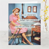 Grappige jaren 50 huisvrouw kaart (Gele Bloem)