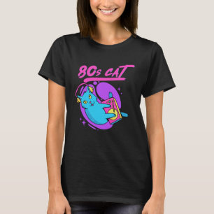 Grappige jaren 80 Muziek DJ Cat Tachtigen Retro Va T-shirt