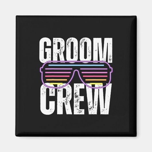 Grappige jaren 90 Groom Crew Sungles Bachelor Wedd Magneet (Voorkant)