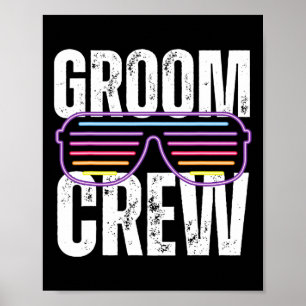 Grappige jaren 90 Groom Crew Sungles Bachelor Wedd Poster