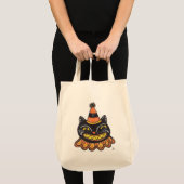Grappige Jester Halloween Art Cartoon Cat Tote Bag (Voorkant (product))