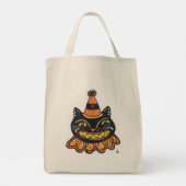 Grappige Jester Halloween Art Cartoon Cat Tote Bag (Achterkant)