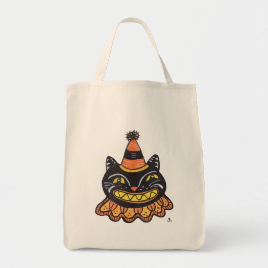 Grappige Jester Halloween Art Cartoon Cat Tote Bag (Voorkant)