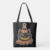 Grappige Jester Halloween  Carnaval Fun Cat Tote Bag (Achterkant)