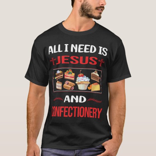 Grappige Jesus Confectionery T-shirt (Voorkant)