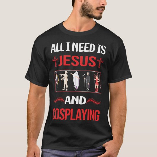 Grappige Jesus Cosplay Cosplay T-shirt (Voorkant)