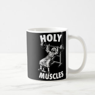 Grappige jesus heilige spieren bankdrukken gym fit koffiemok
