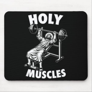 Grappige jesus heilige spieren bankdrukken gym fit muismat