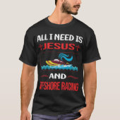 Grappige Jesus Offshore Racing T-shirt (Voorkant)