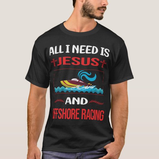 Grappige Jesus Offshore Racing T-shirt (Voorkant)