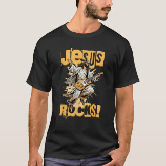 Grappige Jesus Rocks gitaar spelen Jezus Christus T-shirt