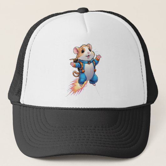 Grappige Jetpack Hamster Muts | Cartoon Dierenhoed Trucker Pet (Voorkant)