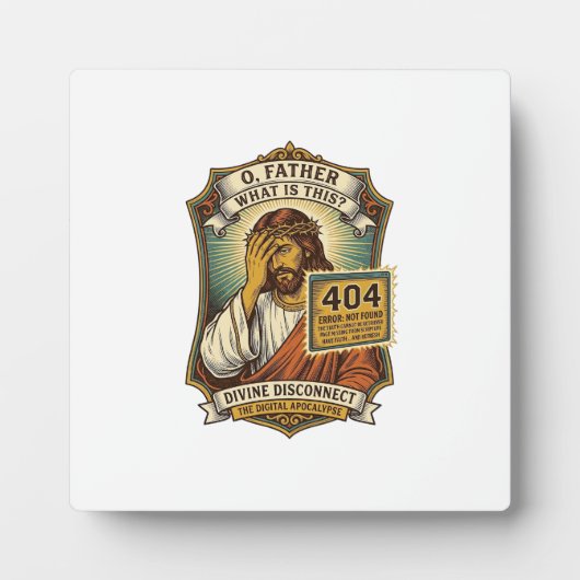 Grappige Jezus 404 Fout Webontwikkelaar Programmeu Fotoplaat (Voorkant)