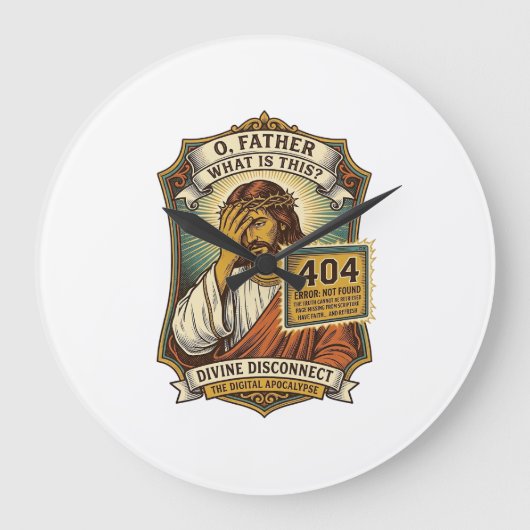 Grappige Jezus 404 Fout Webontwikkelaar Programmeu Grote Klok (Voorkant)