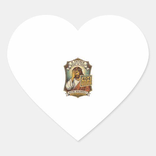 Grappige Jezus 404 Fout Webontwikkelaar Programmeu Hart Sticker (Voorkant)