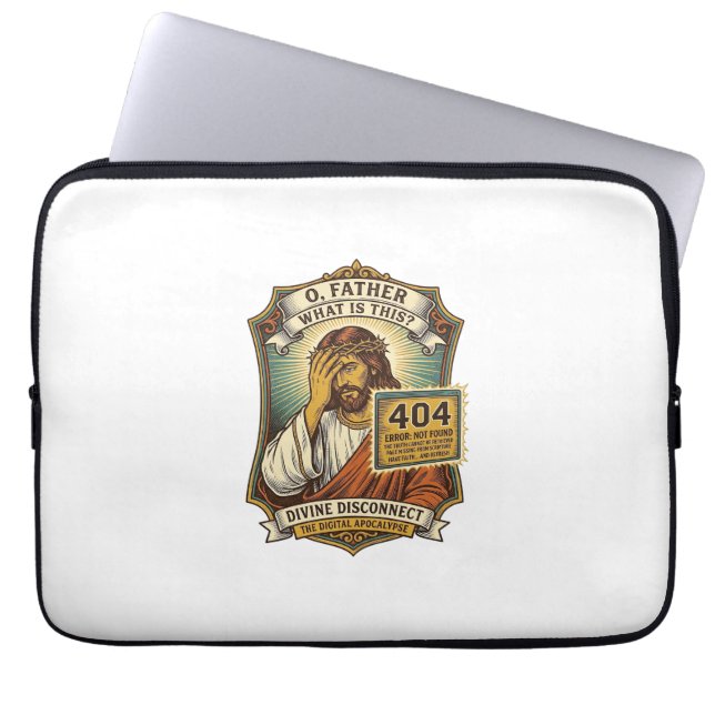 Grappige Jezus 404 Fout Webontwikkelaar Programmeu Laptop Sleeve (Voorkant)