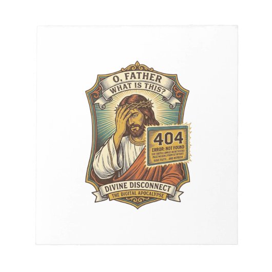 Grappige Jezus 404 Fout Webontwikkelaar Programmeu Notitieblok (Voorkant)