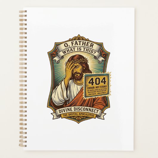 Grappige Jezus 404 Fout Webontwikkelaar Programmeu Planner (Voorkant)