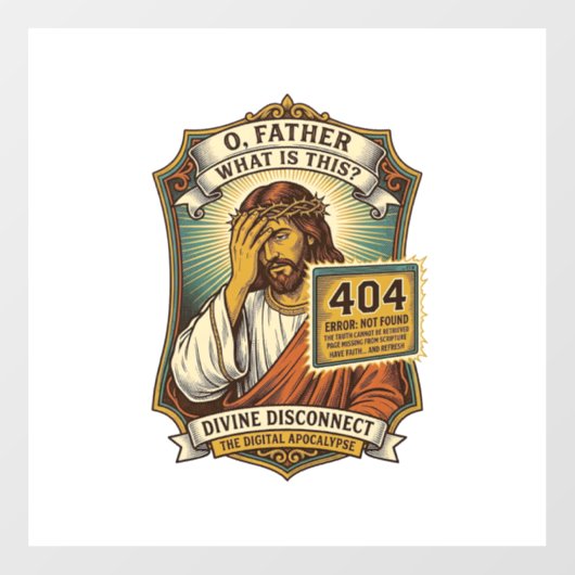 Grappige Jezus 404 Fout Webontwikkelaar Programmeu Raamsticker (Vel)