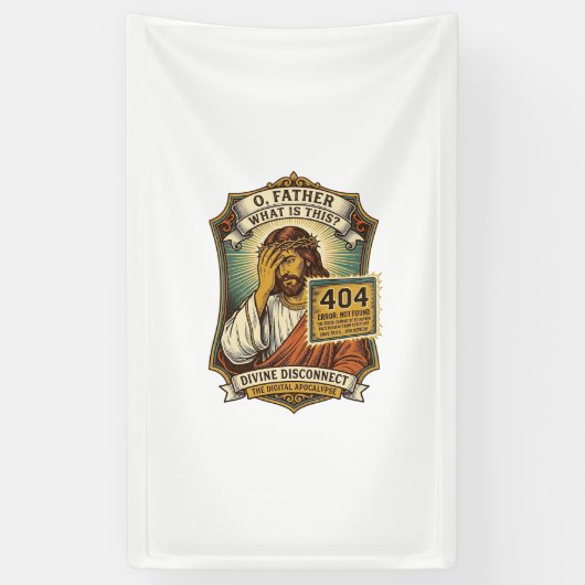 Grappige Jezus 404 Fout Webontwikkelaar Programmeu Spandoek (Verticaal)