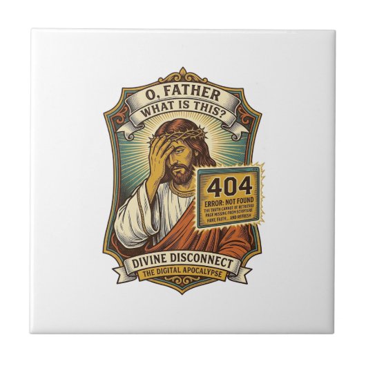 Grappige Jezus 404 Fout Webontwikkelaar Programmeu Tegeltje (Voorkant)
