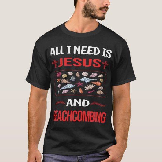 Grappige Jezus Beachcombing Beachcomber T-shirt (Voorkant)