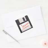 Grappige Jezus bespaart op diskette Ronde Sticker (Envelop)