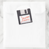 Grappige Jezus bespaart op diskette Ronde Sticker (Tas)