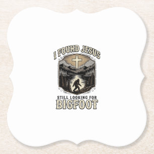 Grappige Jezus Bigfoot Vintage Christelijk T-shirt Kartonnen Onderzetters