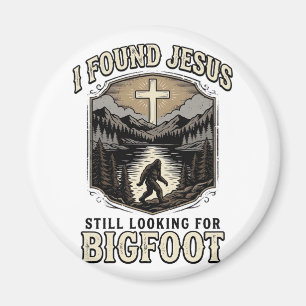Grappige Jezus Bigfoot Vintage Christelijk T-shirt Magneet