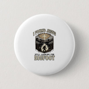 Grappige Jezus Bigfoot Vintage Christelijk T-shirt Ronde Button 5,7 Cm