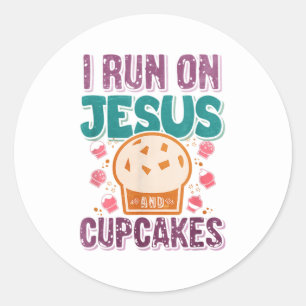 Grappige Jezus cupcakes woord art Ronde Sticker