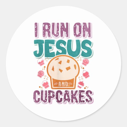 Grappige Jezus cupcakes woord art Ronde Sticker (Voorkant)