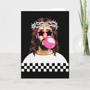 Grappige Jezus die bubblegum blaast & een zonnebri Kaart