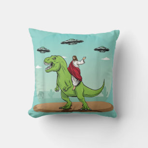 Grappige Jezus Dinosaur UFO Worpkussen Humor Kussen