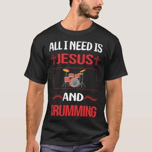 Grappige Jezus Drummen Drummer Trommel Drums T-shirt (Voorkant)
