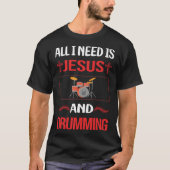 Grappige Jezus Drummer Drum Drums T-shirt (Voorkant)