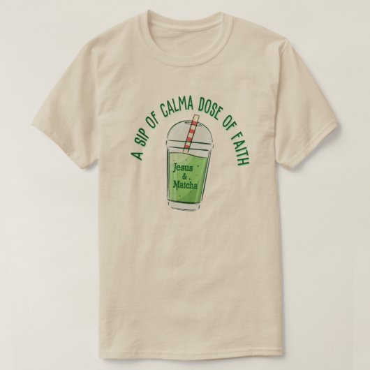 Grappige Jezus en Macha, geloof matcha T-Shirt (Design voorkant)