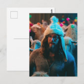 Grappige Jezus en schapen op een verjaardagsfeestj Briefkaart (Voorkant / Achterkant)