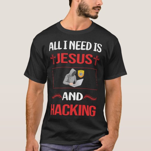 Grappige Jezus Hacking Hacker T-shirt (Voorkant)