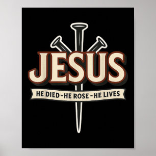 Grappige Jezus Hij Stierf Hij Stond Op Hij Leeft S Poster