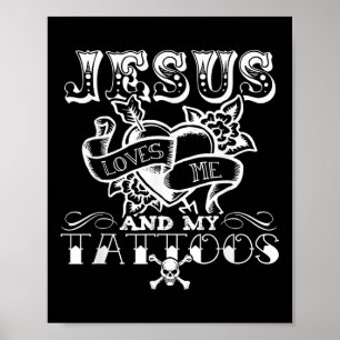 Grappige Jezus houdt van mij en mijn tatoeages  Poster