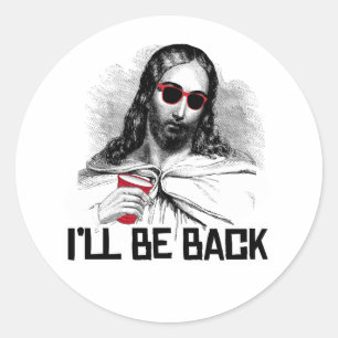 Grappige Jezus: Ik kom terug Ronde Sticker